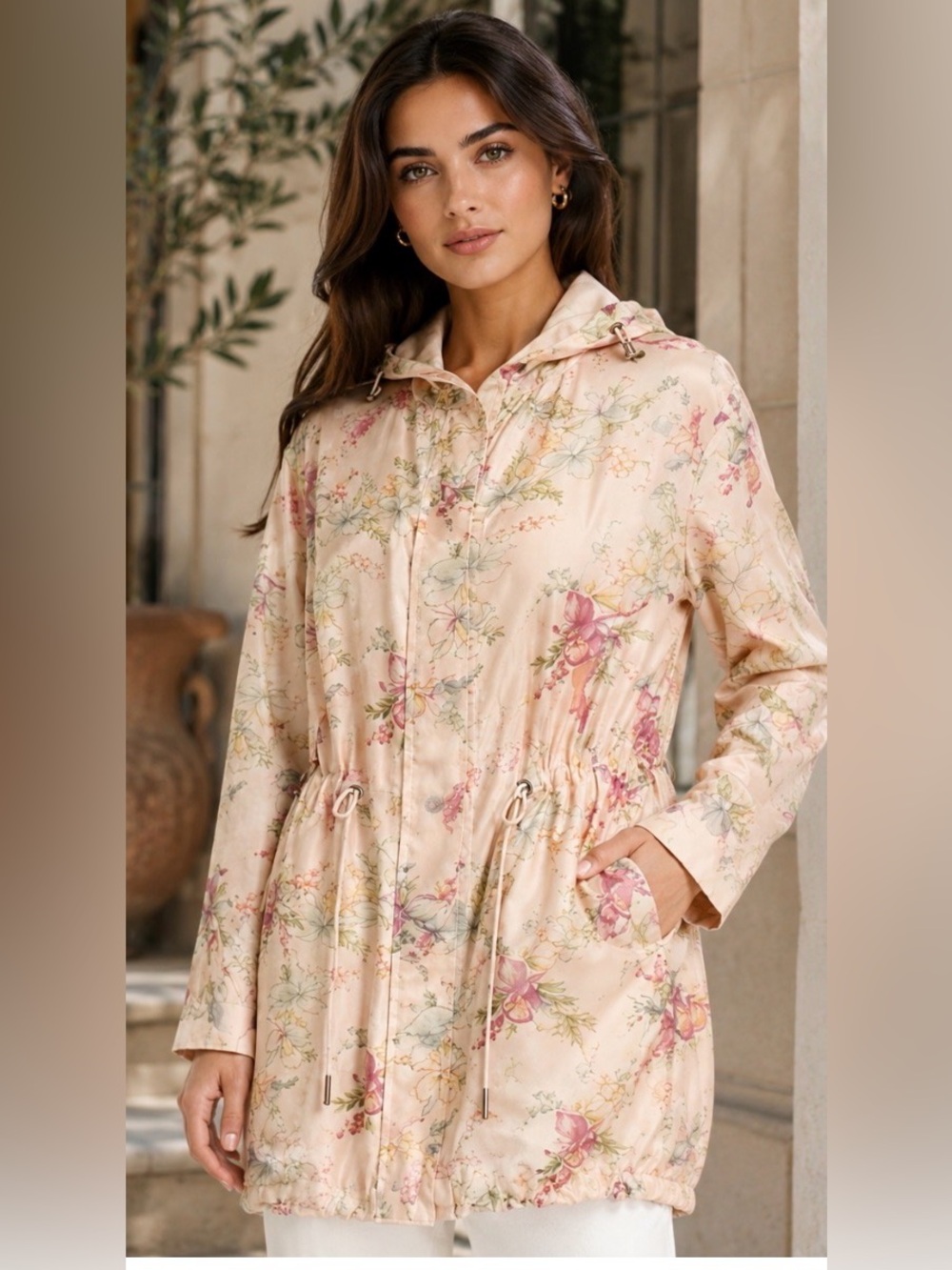 NWT Ralph Lauren Purple Label Pink Floral Hooded Jacket Size L